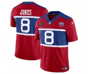 Men's New York Giants #8 Daniel Jones Red 2024 F.U.S.E. Alternate With 4-Star C Patch 100TH Season Patch Vapor Untouchable Limited Stitched Jersey