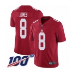 Men's New York Giants #8 Daniel Jones Red Limited Red Inverted Legend 100th Season Football Jersey