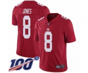 Men's New York Giants #8 Daniel Jones Red Limited Red Inverted Legend 100th Season Football Jersey
