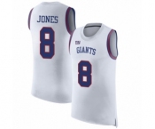 Men's New York Giants #8 Daniel Jones White Rush Player Name & Number Tank Top Football Jersey