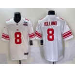 Men's New York Giants #8 Jevon Holland White 2025 With 100th Season Patch Vapor Untouchable Limited Stitched Jersey