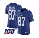 Men's New York Giants #87 Sterling Shepard Royal Blue Team Color Vapor Untouchable Limited Player 100th Season Football Jersey