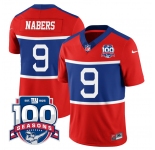 Men's New York Giants #9 Malik Nabers Century Red 100TH Season Commemorative Patch Limited Football Stitched Jersey