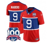 Men's New York Giants #9 Malik Nabers Century Red 100TH Season Commemorative Patch Limited Football Stitched Jersey