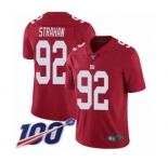Men's New York Giants #92 Michael Strahan Red Limited Red Inverted Legend 100th Season Football Jersey