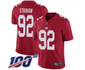 Men's New York Giants #92 Michael Strahan Red Limited Red Inverted Legend 100th Season Football Jersey
