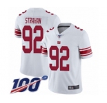 Men's New York Giants #92 Michael Strahan White Vapor Untouchable Limited Player 100th Season Football Jersey
