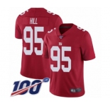 Men's New York Giants #95 B.J. Hill Red Limited Red Inverted Legend 100th Season Football Jersey