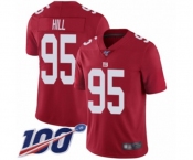 Men's New York Giants #95 B.J. Hill Red Limited Red Inverted Legend 100th Season Football Jersey