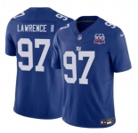 Men's New York Giants #97 Dexter Lawrence II Blue 2024 F.U.S.E. 100TH Season Patch Vapor Untouchable Limited Stitched Jersey