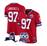 Men's New York Giants #97 Dexter Lawrence II Red 2025 F.U.S.E. 100th Season & State Patch Vapor Limited Football Stitched Jersey