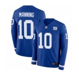 Men's Nike New York Giants #10 Eli Manning Limited Royal Blue Therma Long Sleeve NFL Jersey