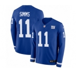 Men's Nike New York Giants #11 Phil Simms Limited Royal Blue Therma Long Sleeve NFL Jersey