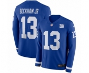 Men's Nike New York Giants #13 Odell Beckham Jr Limited Royal Blue Therma Long Sleeve NFL Jersey