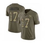 Men's Nike New York Giants #17 Kyle Lauletta Limited Olive Camo 2017 Salute to Service NFL Jersey