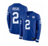 Men's Nike New York Giants #2 Aldrick Rosas Limited Royal Blue Therma Long Sleeve NFL Jersey