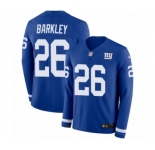 Men's Nike New York Giants #26 Saquon Barkley Limited Royal Blue Therma Long Sleeve NFL Jersey