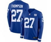 Men's Nike New York Giants #27 Darian Thompson Limited Royal Blue Therma Long Sleeve NFL Jersey