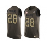 Men's Nike New York Giants #28 Paul Perkins Limited Green Salute to Service Tank Top NFL Jersey