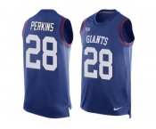 Men's Nike New York Giants #28 Paul Perkins Limited Royal Blue Player Name & Number Tank Top NFL Jersey