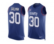 Men's Nike New York Giants #30 Wayne Gallman Limited Royal Blue Player Name & Number Tank Top NFL Jersey