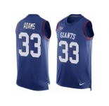Men's Nike New York Giants #33 Andrew Adams Limited Royal Blue Player Name & Number Tank Top NFL Jersey