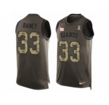 Men's Nike New York Giants #33 Bobby Rainey Limited Green Salute to Service Tank Top NFL Jersey
