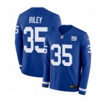 Men's Nike New York Giants #35 Curtis Riley Limited Royal Blue Therma Long Sleeve NFL Jersey