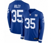 Men's Nike New York Giants #35 Curtis Riley Limited Royal Blue Therma Long Sleeve NFL Jersey
