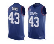 Men's Nike New York Giants #43 Bobby Rainey Limited Royal Blue Player Name & Number Tank Top NFL Jersey