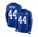 Men's Nike New York Giants #44 Doug Kotar Limited Royal Blue Therma Long Sleeve NFL Jersey
