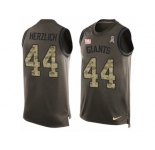 Men's Nike New York Giants #44 Mark Herzlich Limited Green Salute to Service Tank Top NFL Jersey