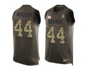Men's Nike New York Giants #44 Mark Herzlich Limited Green Salute to Service Tank Top NFL Jersey