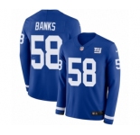 Men's Nike New York Giants #58 Carl Banks Limited Royal Blue Therma Long Sleeve NFL Jersey