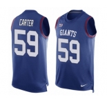 Men's Nike New York Giants #59 Lorenzo Carter Limited Royal Blue Player Name & Number Tank Top NFL Jersey