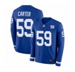Men's Nike New York Giants #59 Lorenzo Carter Limited Royal Blue Therma Long Sleeve NFL Jersey