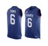 Men's Nike New York Giants #6 Logan Thomas Limited Royal Blue Player Name & Number Tank Top NFL Jersey