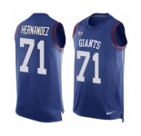 Men's Nike New York Giants #71 Will Hernandez Limited Royal Blue Player Name & Number Tank Top NFL Jersey