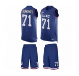 Men's Nike New York Giants #71 Will Hernandez Limited Royal Blue Tank Top Suit NFL Jersey