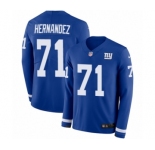 Men's Nike New York Giants #71 Will Hernandez Limited Royal Blue Therma Long Sleeve NFL Jersey