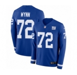 Men's Nike New York Giants #72 Kerry Wynn Limited Royal Blue Therma Long Sleeve NFL Jersey