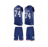 Men's Nike New York Giants #74 Ereck Flowers Limited Royal Blue Tank Top Suit NFL Jersey