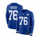 Men's Nike New York Giants #76 Nate Solder Limited Royal Blue Therma Long Sleeve NFL Jersey