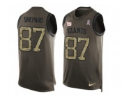 Men's Nike New York Giants #87 Sterling Shepard Limited Green Salute to Service Tank Top NFL Jersey