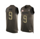 Men's Nike New York Giants #9 Brad Wing Limited Green Salute to Service Tank Top NFL Jersey