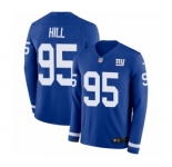 Men's Nike New York Giants #95 B.J. Hill Limited Royal Blue Therma Long Sleeve NFL Jersey