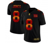 New York Giants #8 Daniel Jones Men's Black Nike Red Orange Stripe Vapor Limited NFL Jersey
