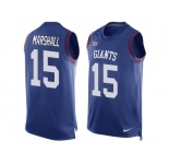 Nike New York Giants #15 Brandon Marshall Royal Blue Team Color Men's Stitched NFL Limited Tank Top Jersey