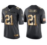 Nike New York Giants #21 Landon Collins Anthracite 2016 Christmas Day Gold Men's NFL Limited Salute to Service Jersey