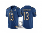 Women New York Giants #13 Odell Beckham Jr NFC 2017 Pro Bowl Blue Gold Limited Jersey